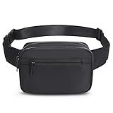 Fanny Packs for Women Men, Fashion Waist Pack Crossbody Bags Belt Bag with Adjustable Strap for Running Hiking Travel.(Black Oblong)