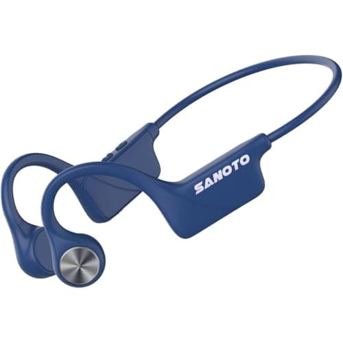 SANOTO Bone Conduction Headphones 5.3 Open Ear Headphones IPX5 Waterproof Sweatproof Bone Conduction Headphones Sports Headphones for Runners Bicycle Cycling Fitness Blue…