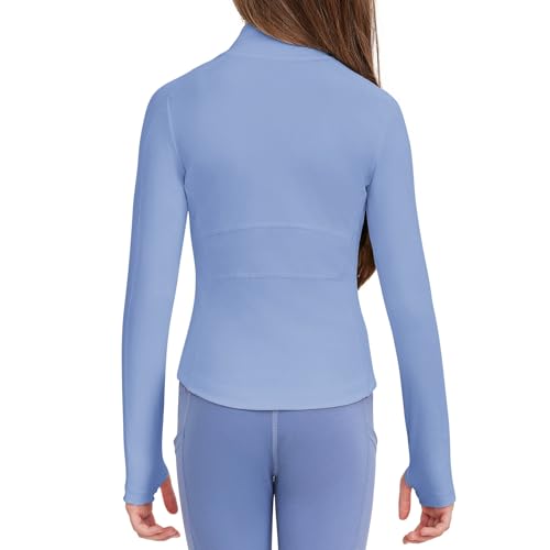 Image of B&GCozy Girls Zip Up Jacket Horse Riding Shirts Athletic Yoga Lightweight Jackets for Girl 6-15 Years