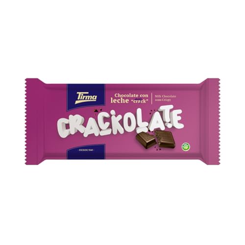 Tirma Crackolate - Chocolate con Leche y Arroz Crujiente, Tableta 135g - Chocolate Cremoso con Textura Crujiente, Perfecto para Snacks y Caprichos Dulce