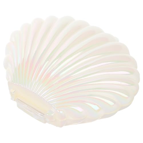 WRITWAA Joyero Forma de Concha de Plástico Blanco Caja Compacta para Guardar Anillos Pendientes y Collares Soporte Decorativo Portátil para Joyas Escritorio y Viajes