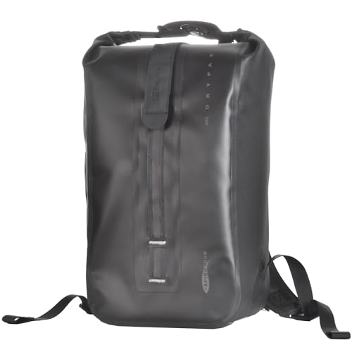 AFISHTOUR Waterproof Backpack for Men and Women - 25L Roll-Top Closure Backpack for Motorcycle, Kayaking, Rafting, Boating, Beach (Black)