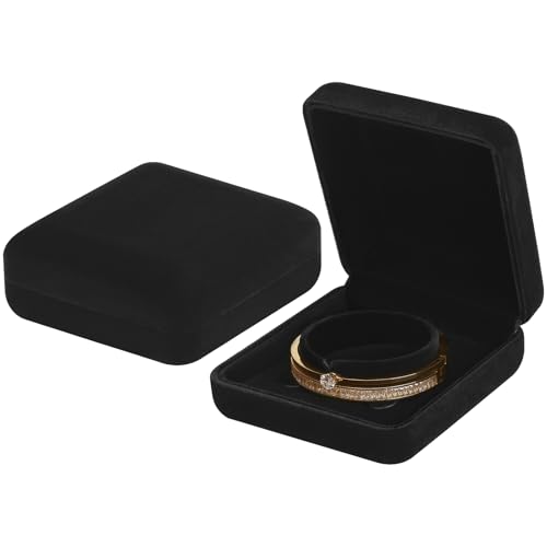 KUKUVR 2 Pcs Metal Velvet Bracelet Gift Box (Black)