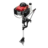 SOLOCJNL Moteur hors bord à essence 4 temps 53 cc 4 temps avec poignée de vitesse réglable pour bateaux gonflables de pêche