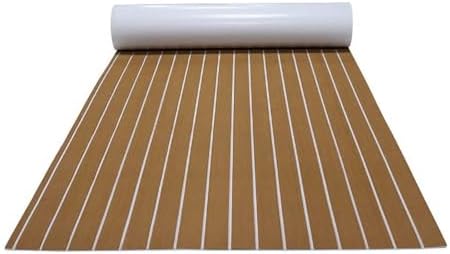 Boat Flooring EVA Foam Self-Adhesive Faux Teak Marine Boat Decking Sheet for Jon Boats Pontoon Boat Yacht RV Jet Ski Kayak Floor