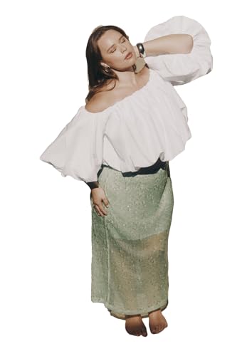 ELOQUII Women's Plus Size Semi Sheer Sequin Midi Skirt