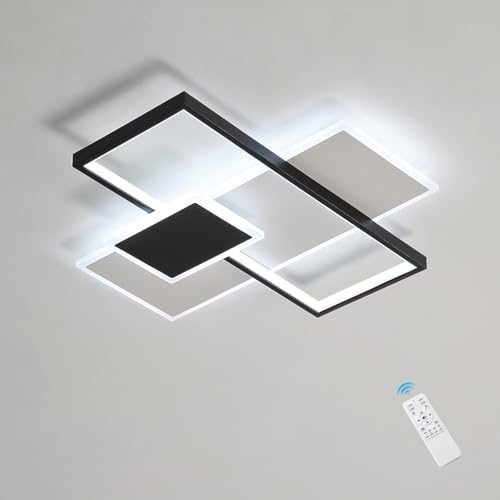 【Specifiche del prodotto】Potenza: 46 W Flusso luminoso: 5175 LM Dimensioni: 52 L × 52 W × 7 H cm / 20,47 L × 20,47 W × 2,76 pollici, tipo di sorgente luminosa LED: LED Peso: 2050 g, Tensione: 220 V, ideale per stanze di 15-20 metri quadrati, colore: nero + bianco