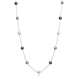 10k Yellow Gold Multicolored Cultured Freshwater Pearl Chain Station Necklace, 18'