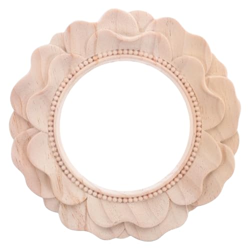 ELAYARD Marco de Fotos Vintage de Madera Maciza Tallada Aplique Redondo Hueco sin Pintar para Decoración Nupcial Pared Marco Artesanal Europeo Resistente y Elegante para Bodas Coración del