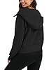 Oyamiki Casual Black Hoodie for Women Full Zip Fleece Jacket with Pockets Fall Long Sleeve Hoodies Y2k Cropped Sweatshirt XL #1