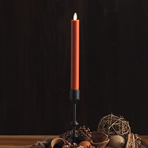 Image of Luminara - Flameless Battery Operated Taper Candle - Burnt Orange - Pack of 1-1x9.5 - LED Flickering Flame - Realistic Safe for Home Kids and Pets