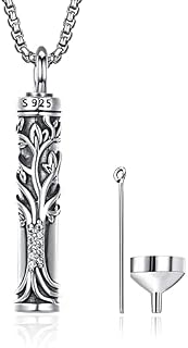 ADMETUS 925 Sterling Silver Cremation Jewellery | Tree of Life Urn Necklace for Ashes for Men with 2.5mm 22"+2" Rolo Chain