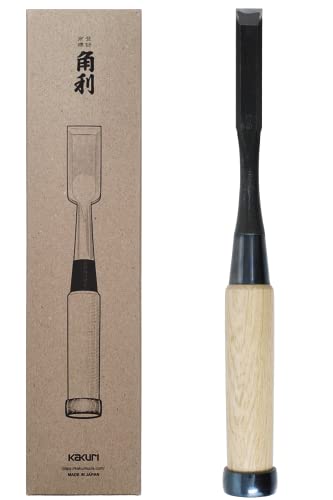 KAKURI Japanese Mortise Chisel for Woodworking 1/2 (12mm) Made in JAPAN Professional Wood Chisel Oire Nomi (Hand Forged) Japanese White Steel No.2 Blade White Oak Wood Handle