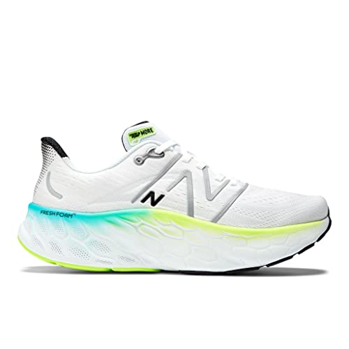 New Balance Men's Fresh Foam X More V4 Running Shoe, White/Electric Teal, 9 Medium US