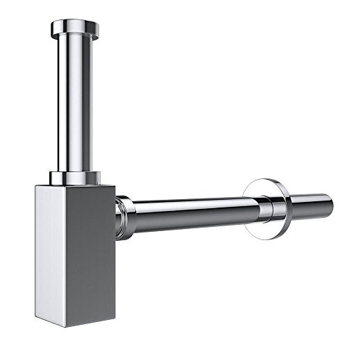 Durovin Bathrooms Chrome Plated Solid Brass Waste Bottle Trap Adjustable Height and Outlet Square Shape S06