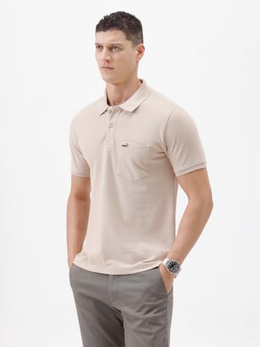 Image of CROCODILE Men's Solid Casual Wear T-Shirt | Polo Neck | Half Sleeves | Pull On | Regular