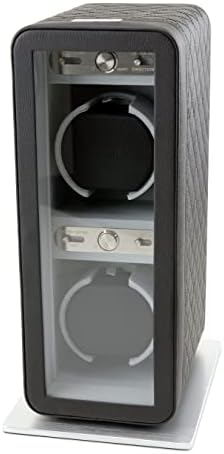 Heiden Monaco Double Watch Winder in Black Leather - Battery Powered or AC Adapter