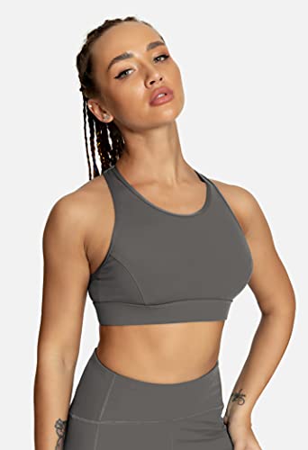 Image of QUEENIEKE BareFlow Women's Sports Bras with Phone Pocket Medium Impact Padded Racerback Workout Gym Crop Top Running Yoga Bra