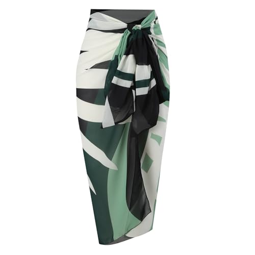 IMEKIS Women One Piece Swimsuit with Sarong Set 2024 Trendy Halter Lace Up Swimwear Colorblock Coverup Vocation Outfit4