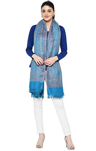 Weavers Villa Women's Pashmina Wool Blend Indian Handicraft Woven Shawls, Scarf, Wraps [Large Size: 40" X 80"]