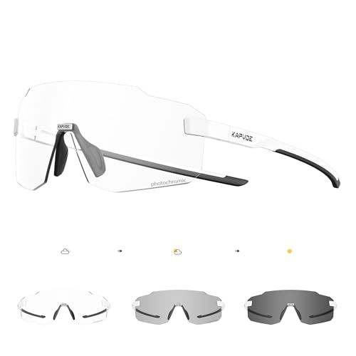 KAPVOE Gafas Fotocromáticas hombre mujer para Ciclismo Gafas bicicleta con Protección UV 400 para Conducción Montaña Running y MTB Sin Marco