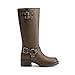 DREAM PAIRS Women's Knee High Boots Side Zipper Motorcycle Boots Square Toe Chunky Low Heel Fashion Buckles Biker Riding Boots,Size 11,Brown-Nubuck,SDKB2412W