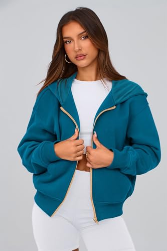 PRETTYGARDEN Hoodies for Women Sweatshirt Zip Up Hoodie Fall Fashion 2026 Trendy Long Sleeve Jackets Winter Clothing Outfits (Lake Blue,Large) — view 4