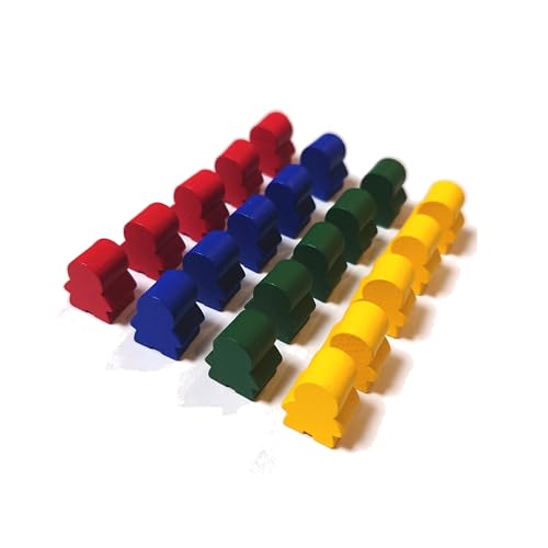 木製人型コマセット 20個入り 14x16x10mm (赤・青・緑・黄)|ボードゲーム・クラフト・教育素材