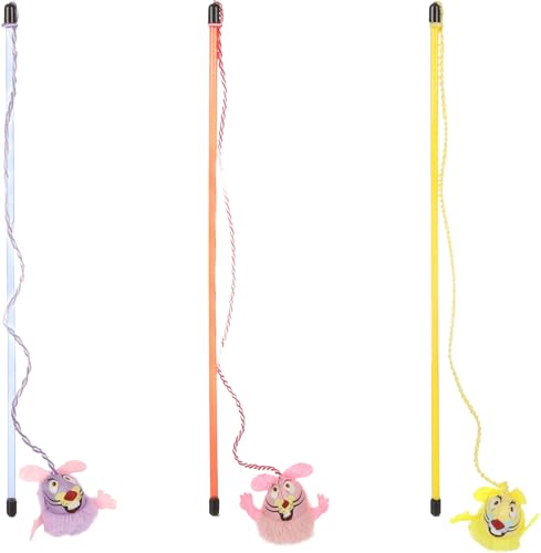 Jouet pour Chat - Flamingo Canne à pêche Teta Rat avec Souris en Peluche – Plumes – Clochette – Longueur 46,5 cm – Aucun Choix de Couleur Possible