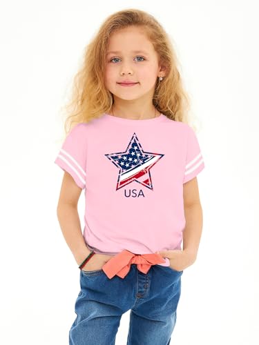 Image of Ithalt Toddler Boys Girls American Flag Shirts 4th of July Tshirt Kids USA Patriotic Tee Independence Day Outfit(3-7y)