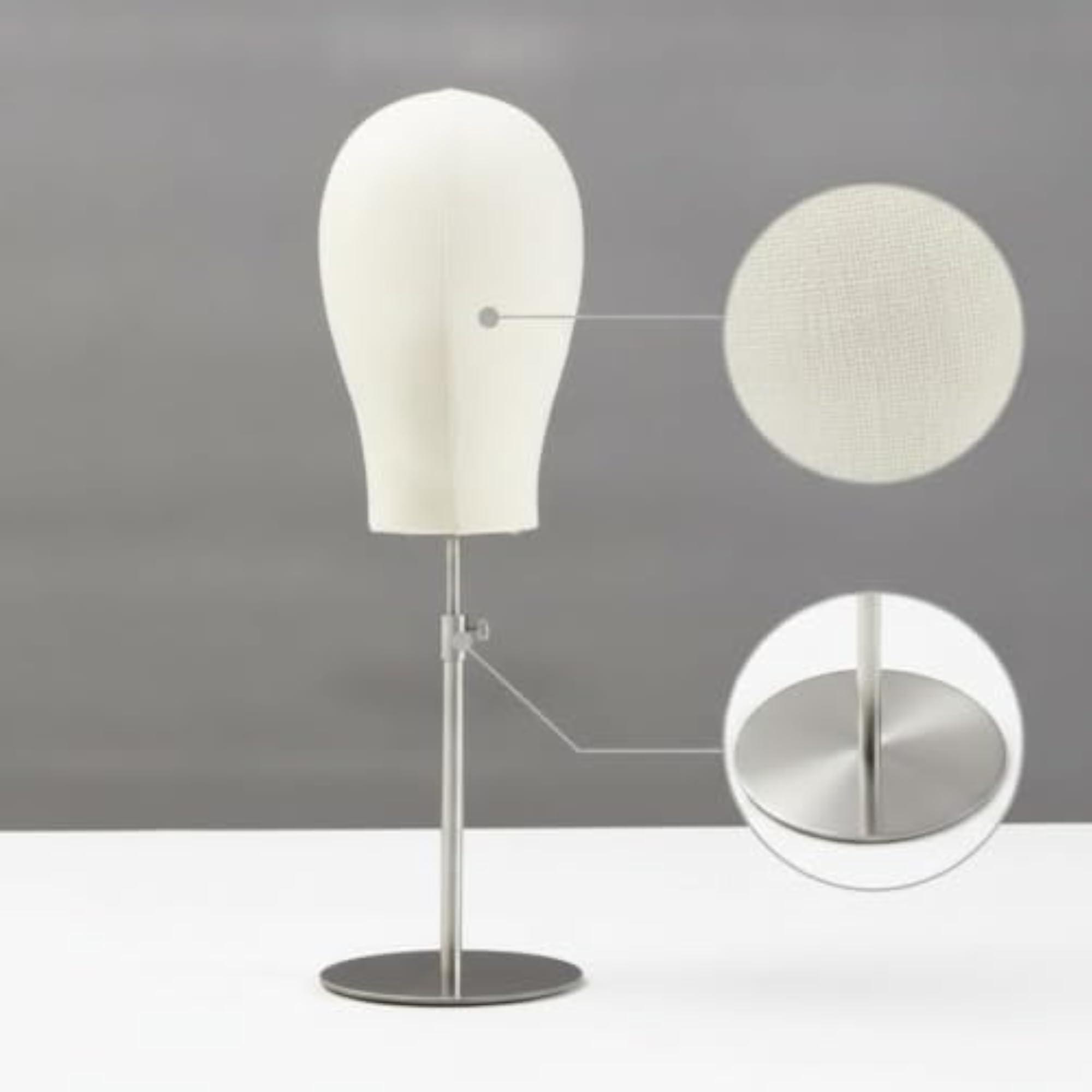 Adjustable Mannequin Head with Stand Textile-covered