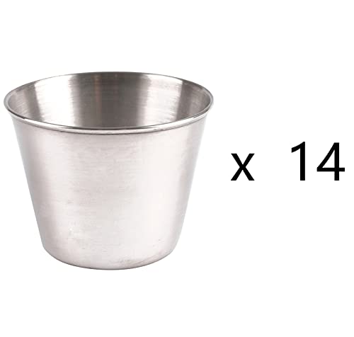 [14 Pack] 2.5 Oz Sauce Cups Stainless Steel Condiment Ramekins Dipping And Portion Cups #TOP1