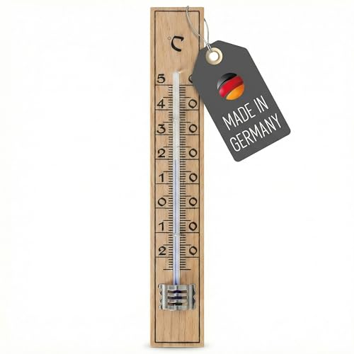 Thermomètre Lantelme en bois pour jardin - Affichage analogique - Plage de température de -30 °C à +50 °C | Résistant aux intempéries 17 cm - Couleur Beige | Thermomètre pour intérieur et extérieur