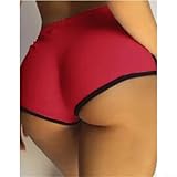 Pantalones cortos deportivos de alta elasticidad para mujer, ajustados, para yoga, gimnasio, correr, entrenamiento, fitness, casual, verano, playa (talla L, rojo vino)