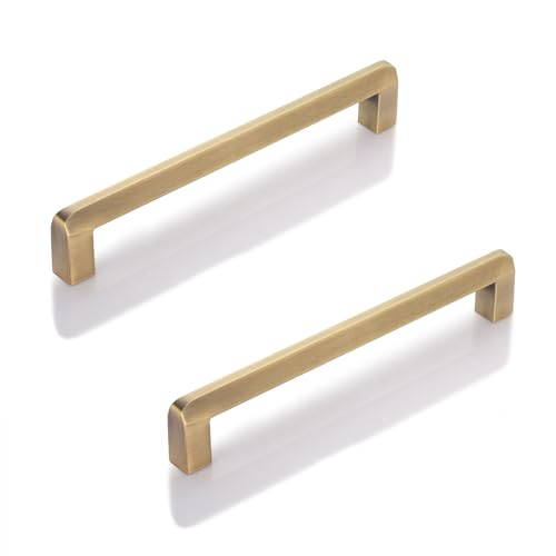 Image of LAPO 6 Inch Cabinet Handles for Kitchen, Crafted from Stainless Steel for Office Drawers, Comfortable Grip Style, Scratch Resistant, Hole to Hole Size 16 cm, Easy Install (160mm, Antique, Pack of 6)