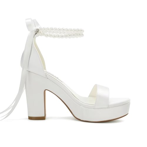 Pearl Heels Platform Wedding Shoes for Bride Open Toe Bridal Shoes Platform Wedding Sandals4