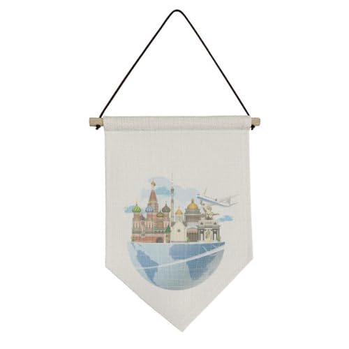 Drapeau Russie Cathédrale St Basile en toile pour décoration murale suspendue