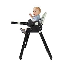 Convertible Baby High Chair to Rocker 2-in-1, Foldable Infant Feeding Chair with 5-Point Harness, Removable 2-Tier Easy-Clean Tray, Adjustable Height & Silent Wheels for 6M-3Yrs, Dark Green