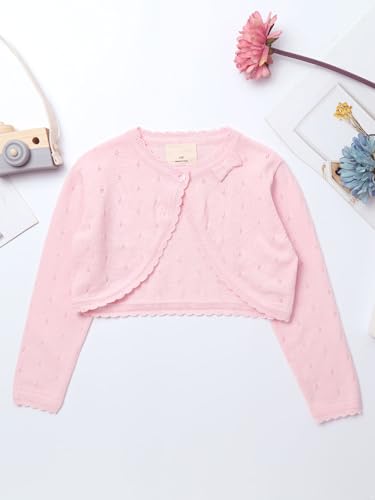 Kids Girls Long Sleeve Knit Cardigan Sweater Bolero Shrug Flower Girls Dress Coat3