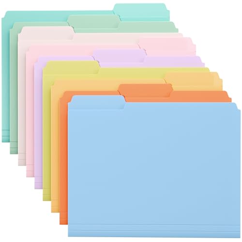 KTRIO 9 Pack Plastic Colored File Folders, Filing...