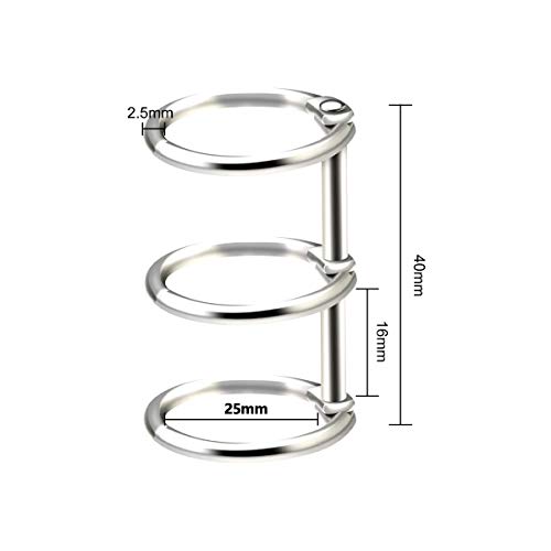 10 Pcs 3 Ring Stainless Steel Loose Leaf Binders Book Rings for DIY Travel Diary, Photo Album, Binding Spines Combs (Silver 25mm Inner Diameter)