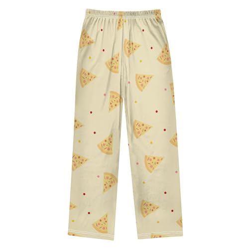 Pizza on Yellow Boys Pants Boys Athletic Pants Long Pant for Boywith Pockets Wide-Leg Size 6-14Y2