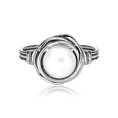 JEAN RACHEL JEWELRY 925 Sterling Silver Ring with Fresh Water Pearl Wire Wrap Vintage Design - Hypoallergenic, Nickel & Lead-free - Artisan Handcrafted Statement Rings for Women3