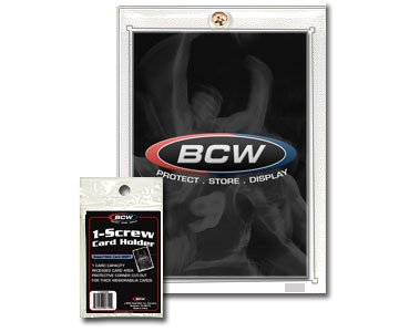 BCW 1 Screw Card Holder - 120 PT. - 5ct | Crystal Clear Polystyrene | Secure Screwdown Design | Ideal for Collectible Card Storage and Display