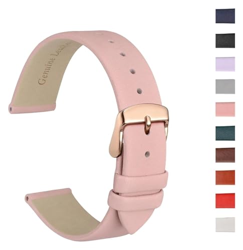 Bracelet de montre en cuir violet clair 20 mm avec boucle dorée polie chic - 3
