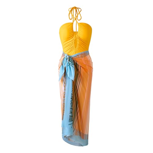 Image of AARAM Stylish Premium Women's One Piece Swimsuit with Cover Ups Wrap Skirt Sarong Retro Floral Print Monokini Tummy Control Swimwear, Printed Swimming Costume for Women Beach Wear