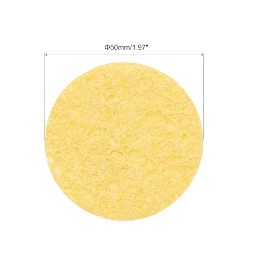 Image of MECCANIXITY 15PCS Soldering Sponge 50mm Round Deep Yellow Cleaning Pad Welding Tip Iron Replacement for Cleaning Soldering Iron 3mm Natural Thickness 14mm Water Absorption Thickness