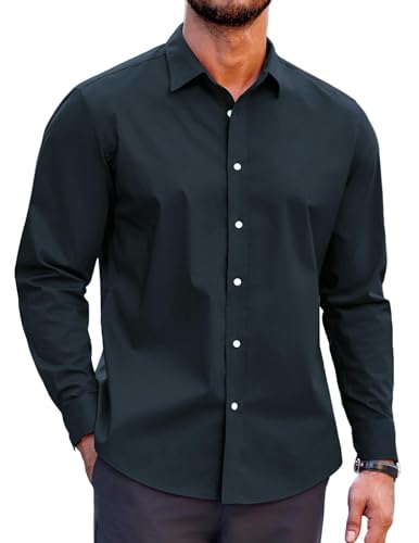 COOFANDY Mens Casual Button Down Shirts Long Sleeve Untucked Shirts for Men Stretch Dress Shirt