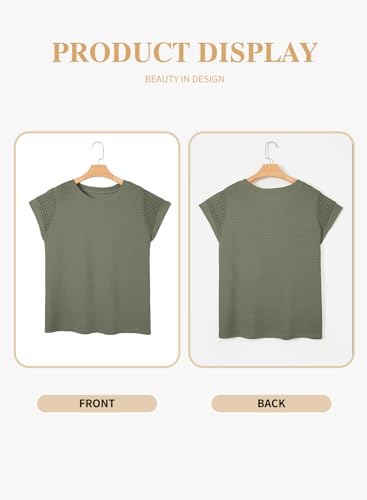 Image of Eytino Plus Size Tops for Women Waffle Knit T-Shirts Round Neck Short Sleeve Casual Loose Basic Tee Blouses(1X-5X)