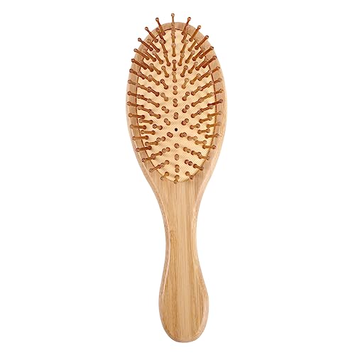 HAKIDZEL Natural Bamboo Anti-static Hair Brush With Wooden Bristles – Massage Scalp Comb For Hair Care, Detangling & Beard Grooming, Lightweight And Portable, Ideal For All Hair Types Scalp Comb